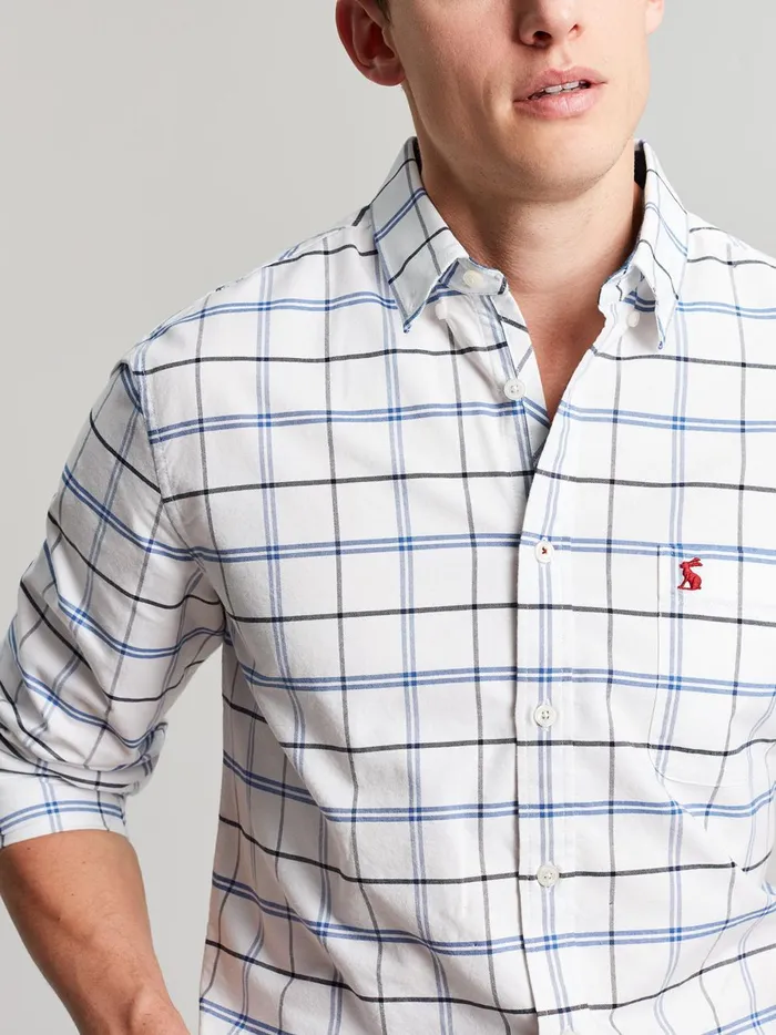 Joules Shirts Men WhiteBlue Cotton Check Shirt