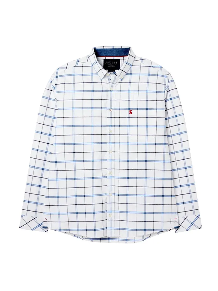 Joules Shirts Men WhiteBlue Cotton Check Shirt