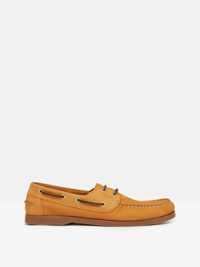 Joules Shoes Men Tan Brown Classic Leather Boat Shoes