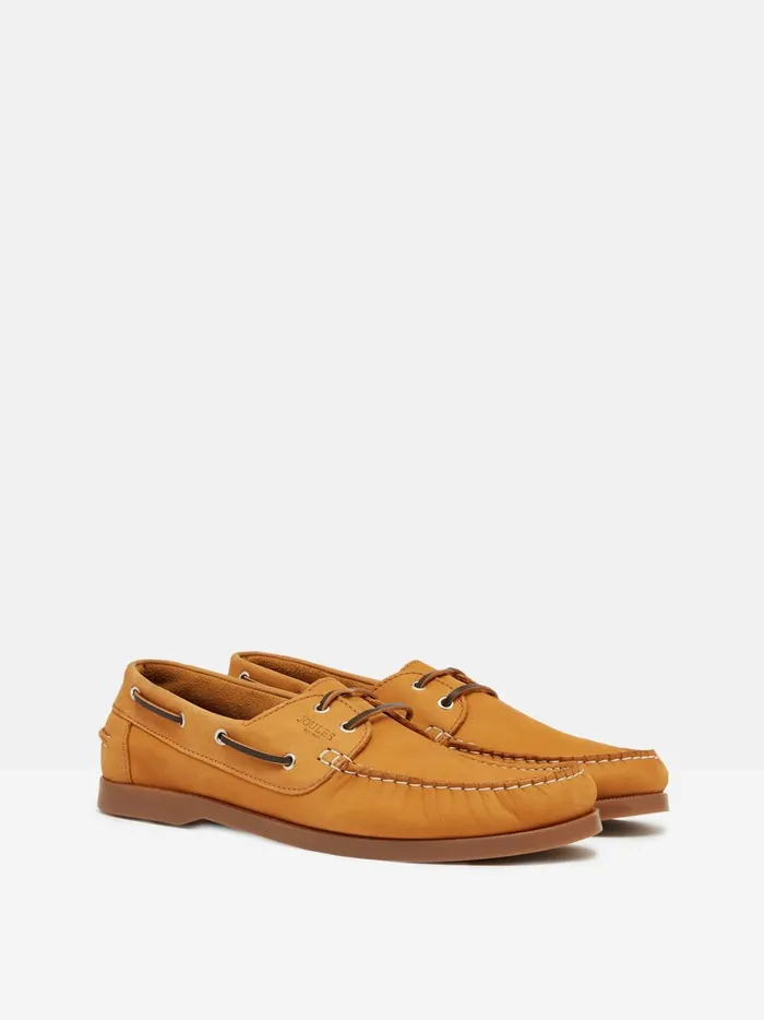 Joules Shoes Men Tan Brown Classic Leather Boat Shoes
