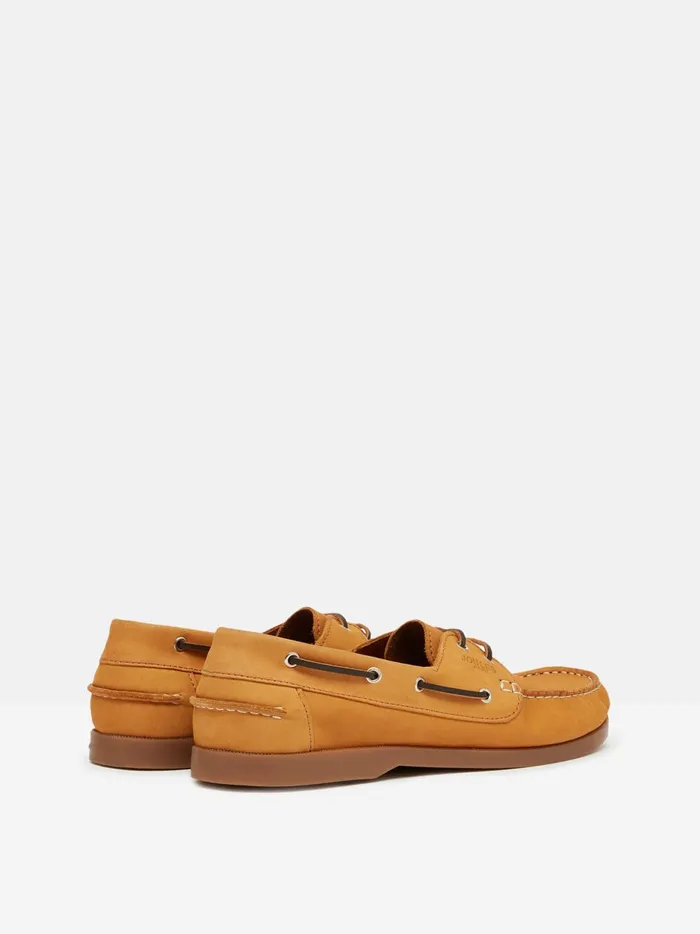 Joules Shoes Men Tan Brown Classic Leather Boat Shoes