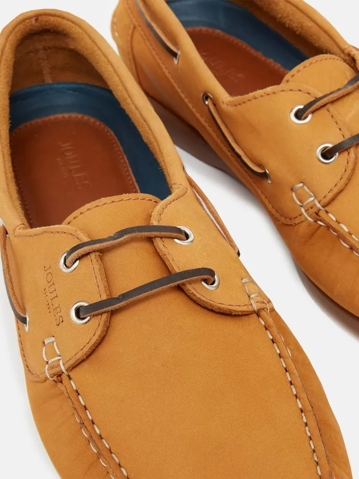 Joules Shoes Men Tan Brown Classic Leather Boat Shoes