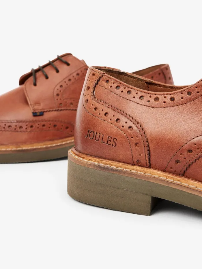 Joules Shoes Men Tan Brown Leather Brogues