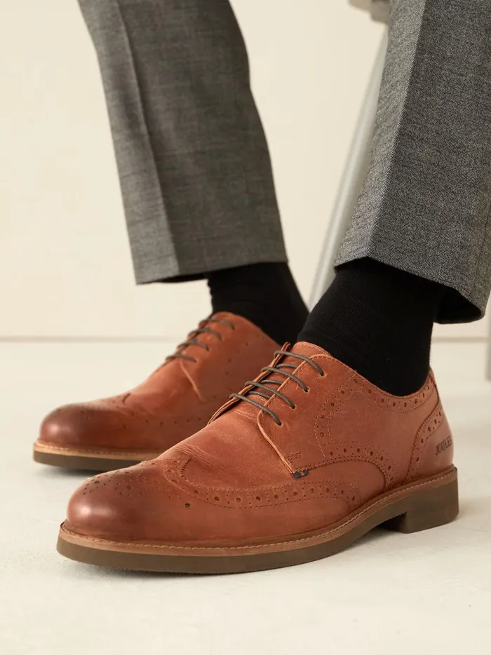 Joules Shoes Men Tan Brown Leather Brogues