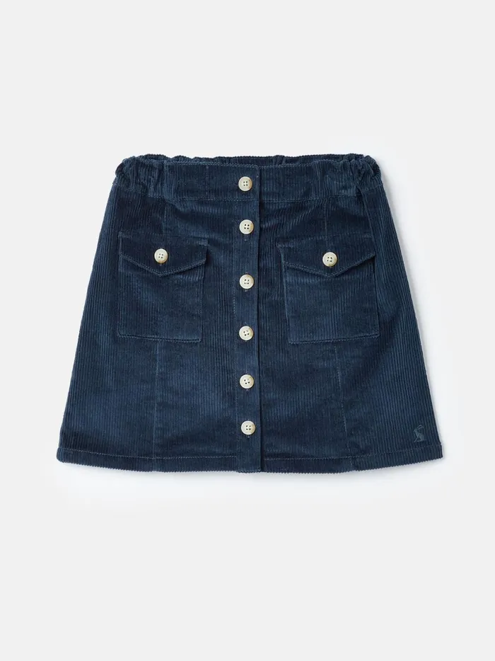 Joules Skirts Girls Navy Blue Kness Length Corduroy Skirt