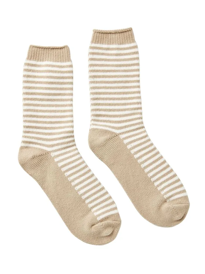 Joules Socks and Tights Women Cream Striped Bed Socks