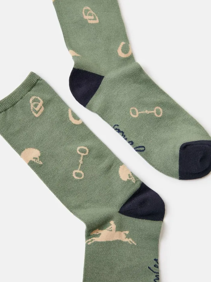 Joules Socks and Tights Women Green Equestrian Ankle Socks