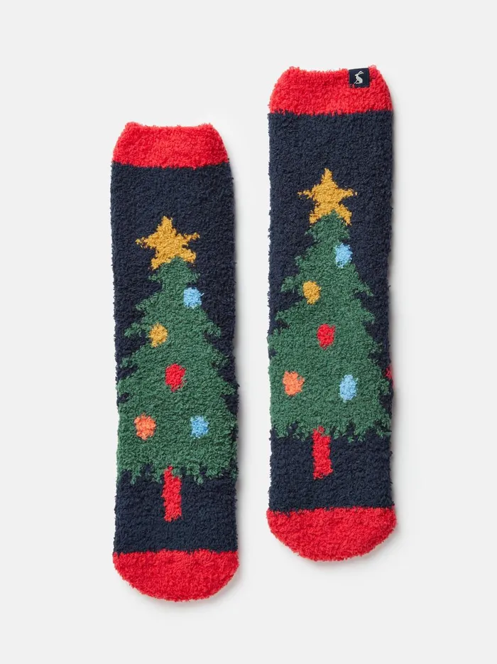 Joules Socks Girls Navy Blue Fluffy Socks