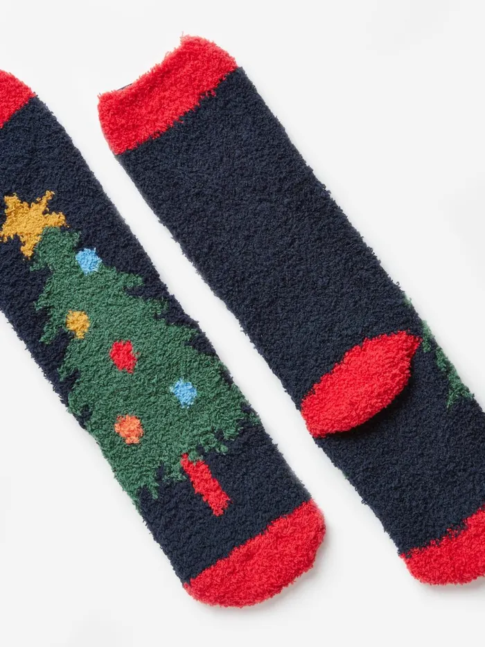 Joules Socks Girls Navy Blue Fluffy Socks