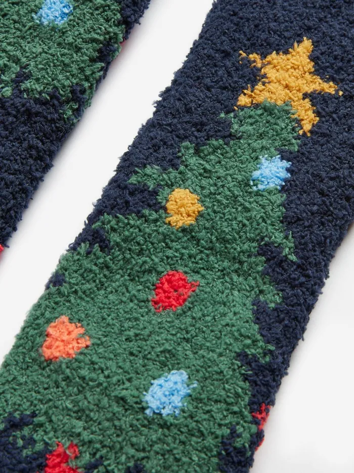 Joules Socks Girls Navy Blue Fluffy Socks