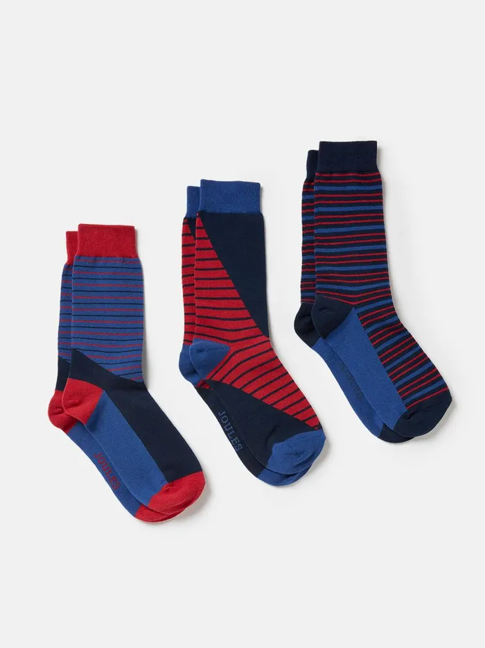 Joules Socks Men Blue Striking Cotton Socks 3 Pack