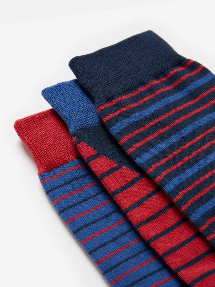 Joules Socks Men Blue Striking Cotton Socks 3 Pack