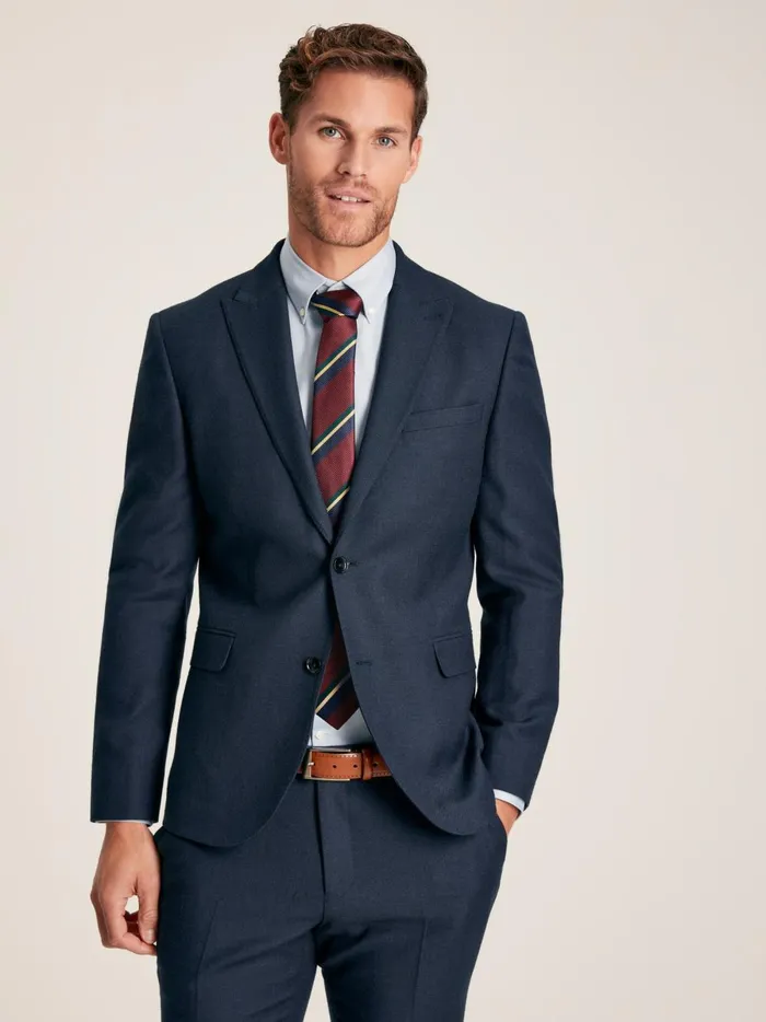 Joules Suits and Tailoring Men Blue Textured Wool Suit Jacket