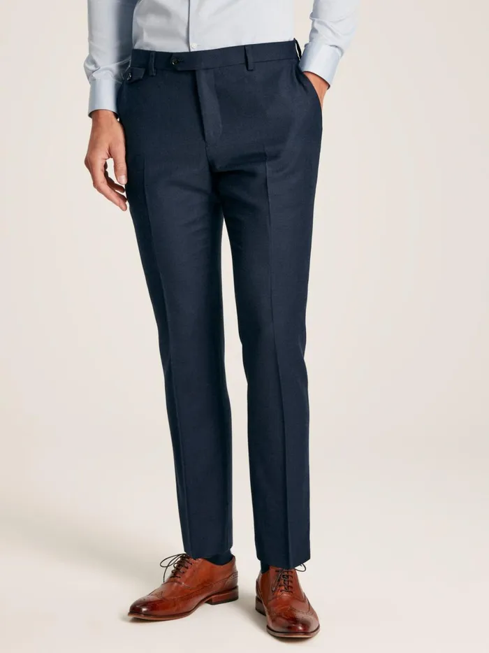 Joules Suits and Tailoring Men Blue Textured Wool Suit Trousers