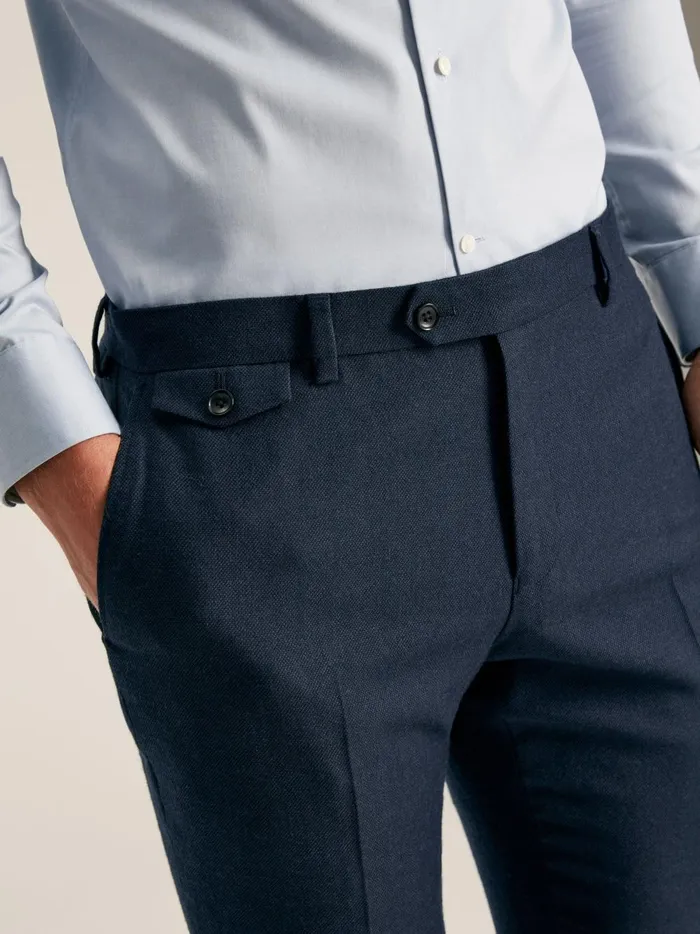 Joules Suits and Tailoring Men Blue Textured Wool Suit Trousers