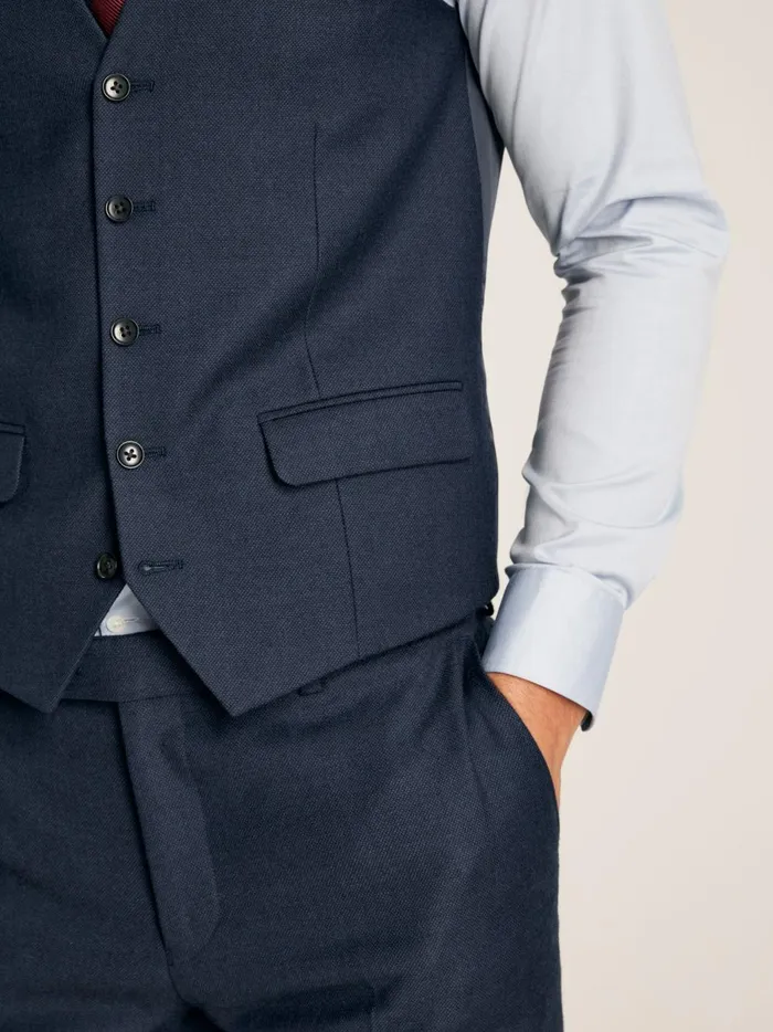 Joules Suits and Tailoring Men Blue Textured Wool Waistcoat