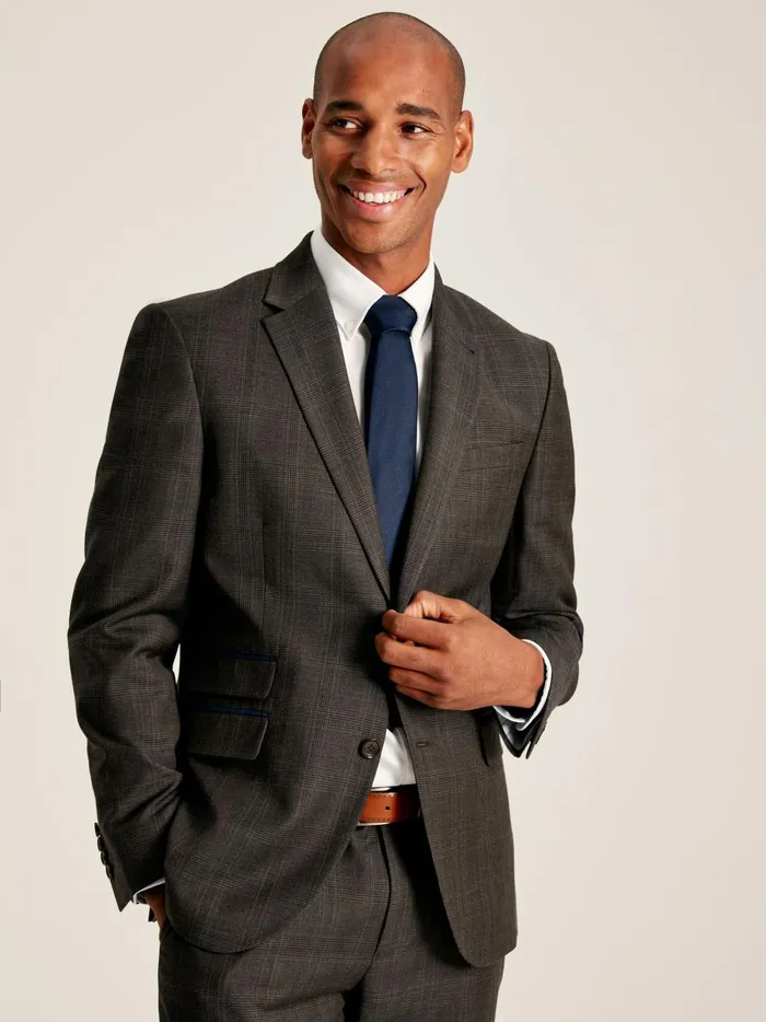 Joules Suits and Tailoring Men Brown Trimmed Check Suit Jacket