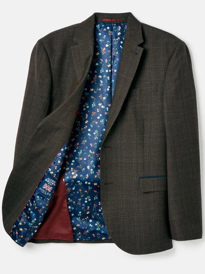 Joules Suits and Tailoring Men Brown Trimmed Check Suit Jacket