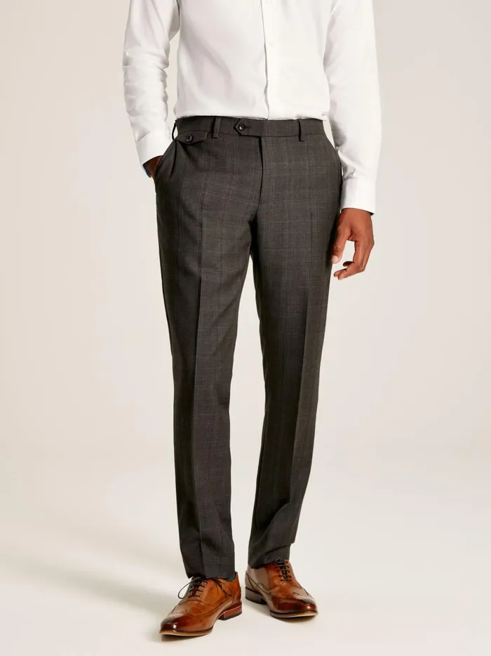 Joules Suits and Tailoring Men Brown Trimmed Check Suit Trousers