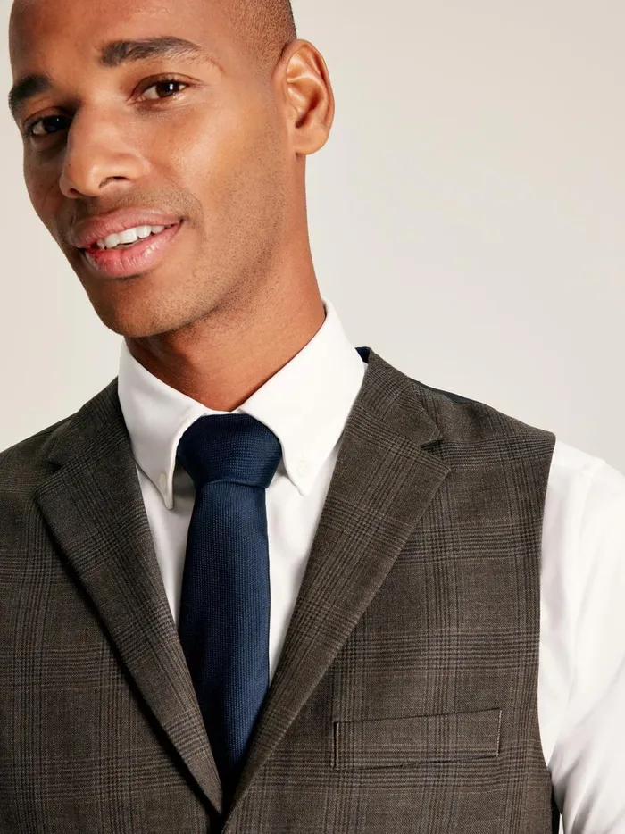 Joules Suits and Tailoring Men Brown Trimmed Check Suit Waistcoat