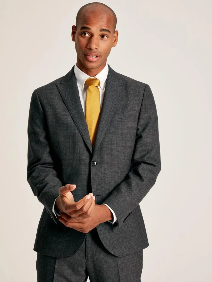 Joules Suits and Tailoring Men Charcoal Grey Textured Suit Jacket