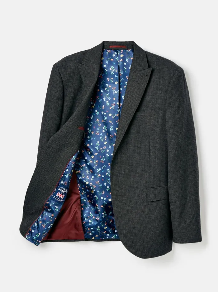 Joules Suits and Tailoring Men Charcoal Grey Textured Suit Jacket