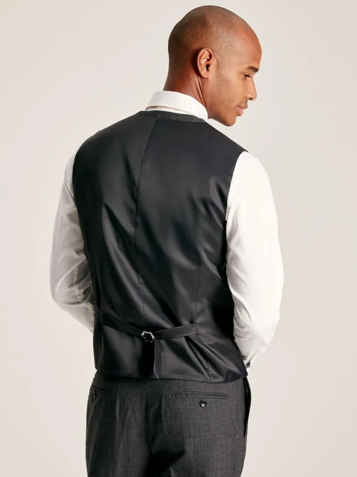 Joules Suits and Tailoring Men Charcoal Grey Textured Suit Waistcoat