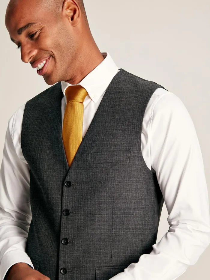 Joules Suits and Tailoring Men Charcoal Grey Textured Suit Waistcoat