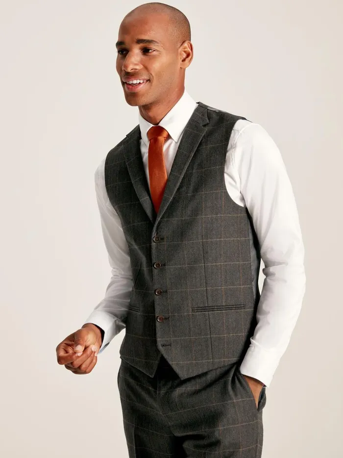 Joules Suits and Tailoring Men Green Window Pane Check Suit Waistcoat