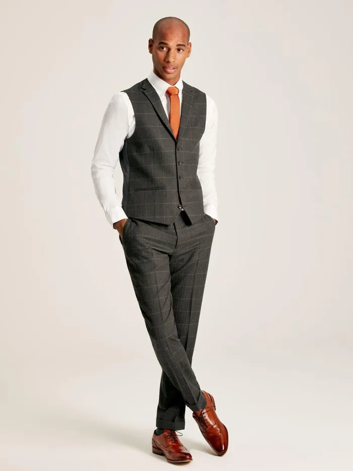Joules Suits and Tailoring Men Green Window Pane Check Suit Waistcoat