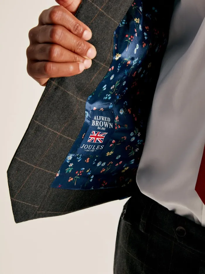Joules Suits and Tailoring Men Green Window Pane Check Suit Waistcoat