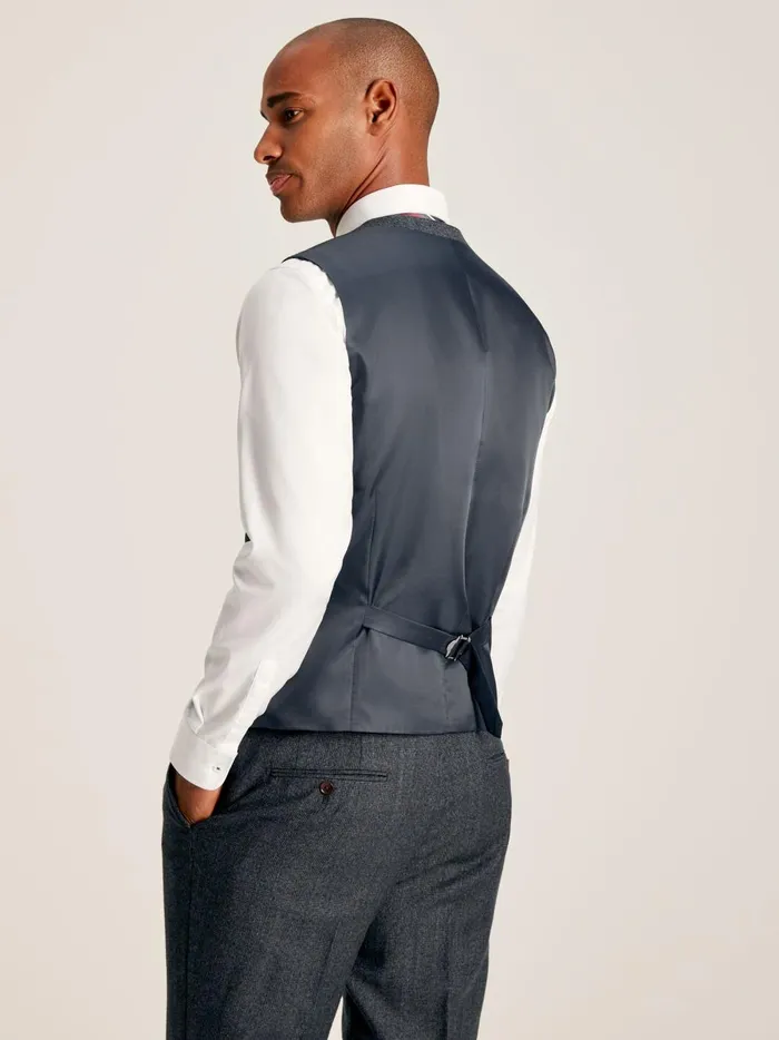 Joules Suits and Tailoring Men Navy Check Slim Fit Wool Suit Waistcoat