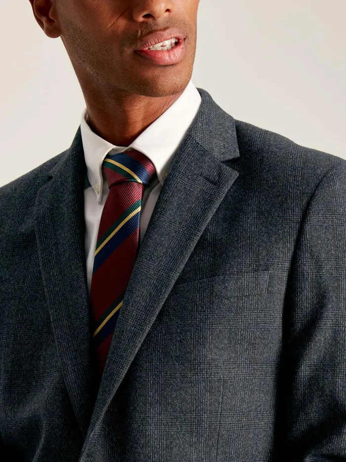 Joules Suits and Tailoring Men Navy Check Wool Slim Fit Suit Jacket