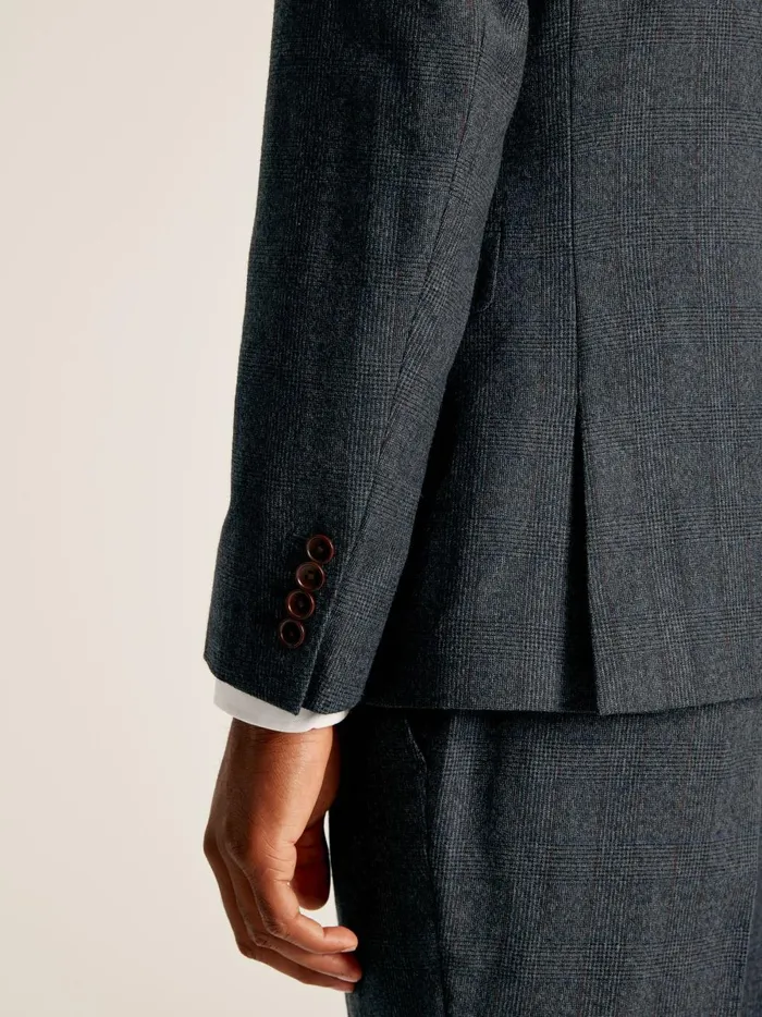 Joules Suits and Tailoring Men Navy Check Wool Slim Fit Suit Jacket
