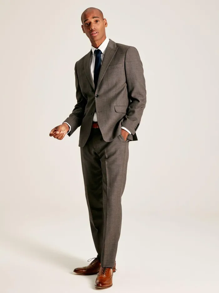 Joules Suits and Tailoring Men Neutral Textured Suit Trousers