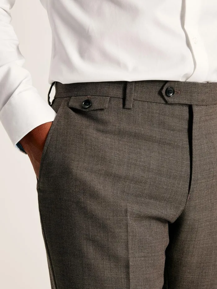 Joules Suits and Tailoring Men Neutral Textured Suit Trousers