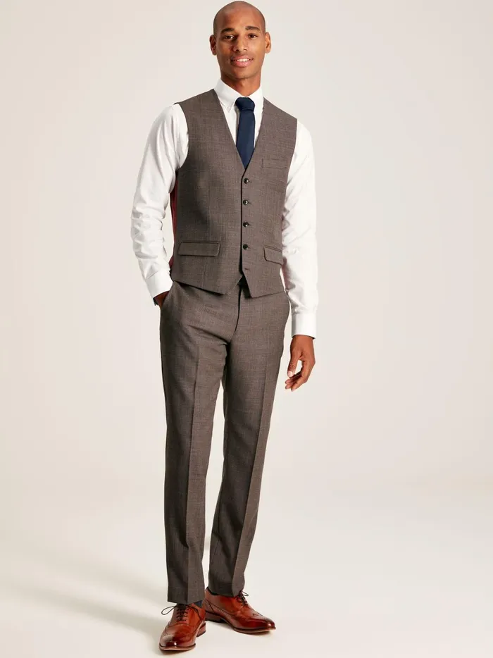 Joules Suits and Tailoring Men Neutral Textured Suit Waistcoat