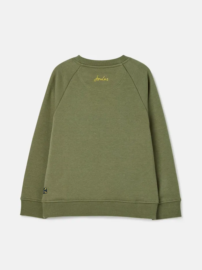Joules Sweatshirts and Hoodies Boys Green Embroidered Artwork Crew Neck Sweatshirt