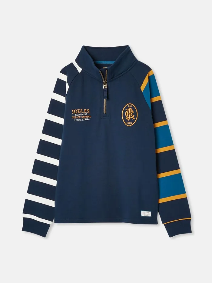 Joules Sweatshirts and Hoodies Boys Navy Quarter Zip Rugby Sweatshirt