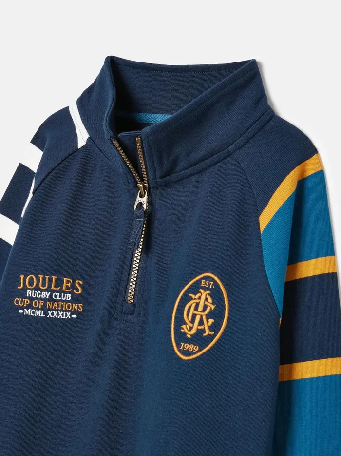 Joules Sweatshirts and Hoodies Boys Navy Quarter Zip Rugby Sweatshirt