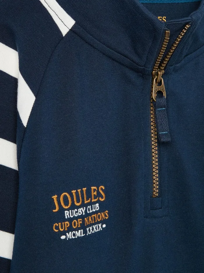 Joules Sweatshirts and Hoodies Boys Navy Quarter Zip Rugby Sweatshirt