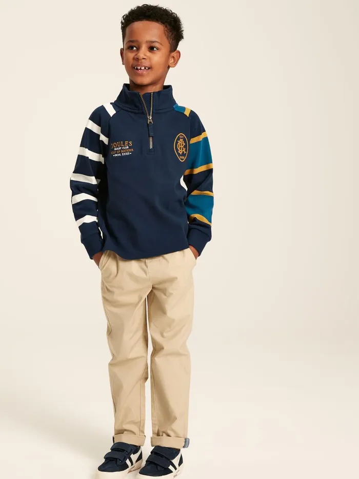 Joules Sweatshirts and Hoodies Boys Navy Quarter Zip Rugby Sweatshirt