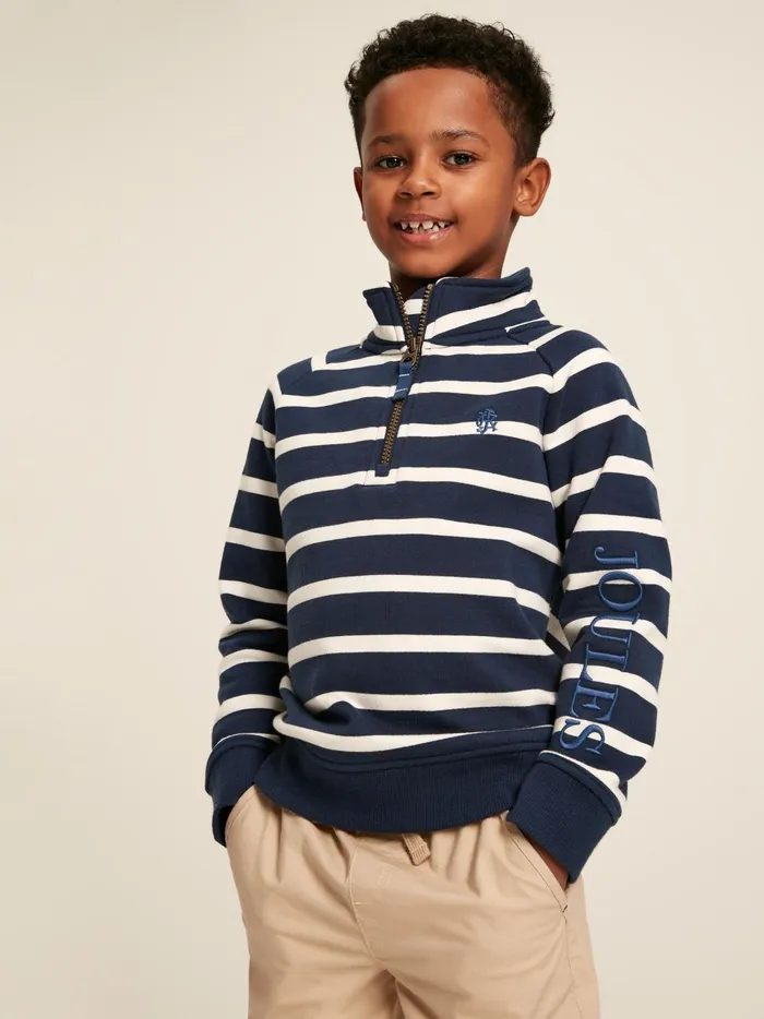 Joules Sweatshirts and Hoodies Boys Navy Striped Quarter Zip Sweatshirt