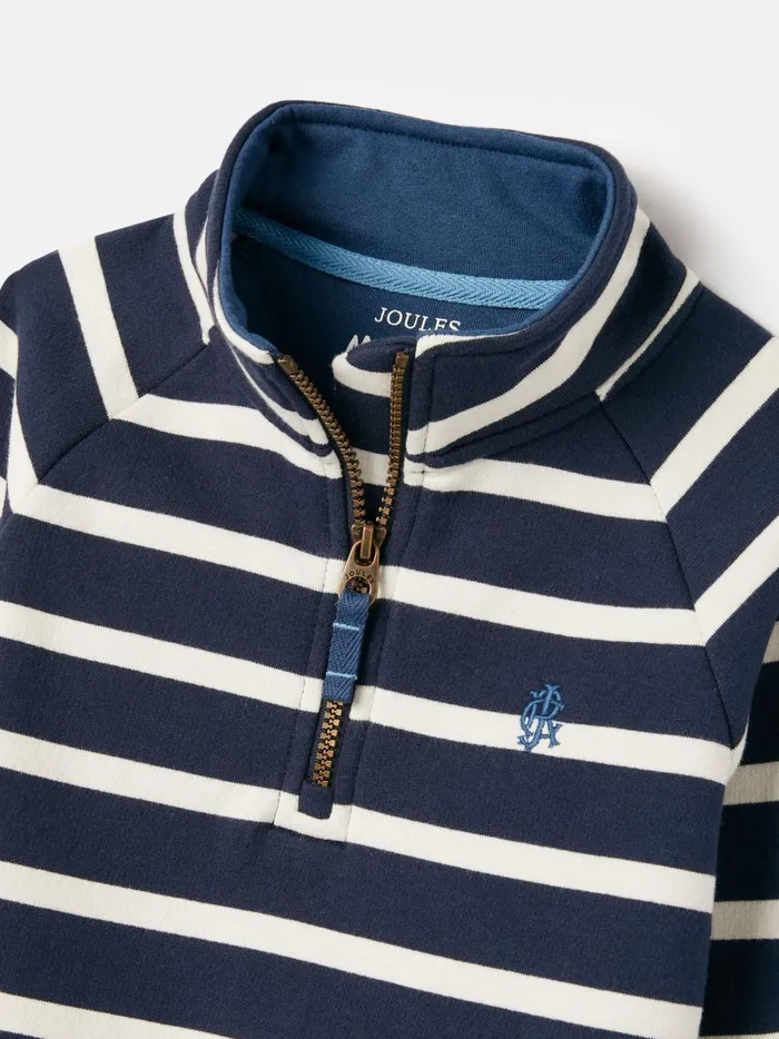 Joules Sweatshirts and Hoodies Boys Navy Striped Quarter Zip Sweatshirt