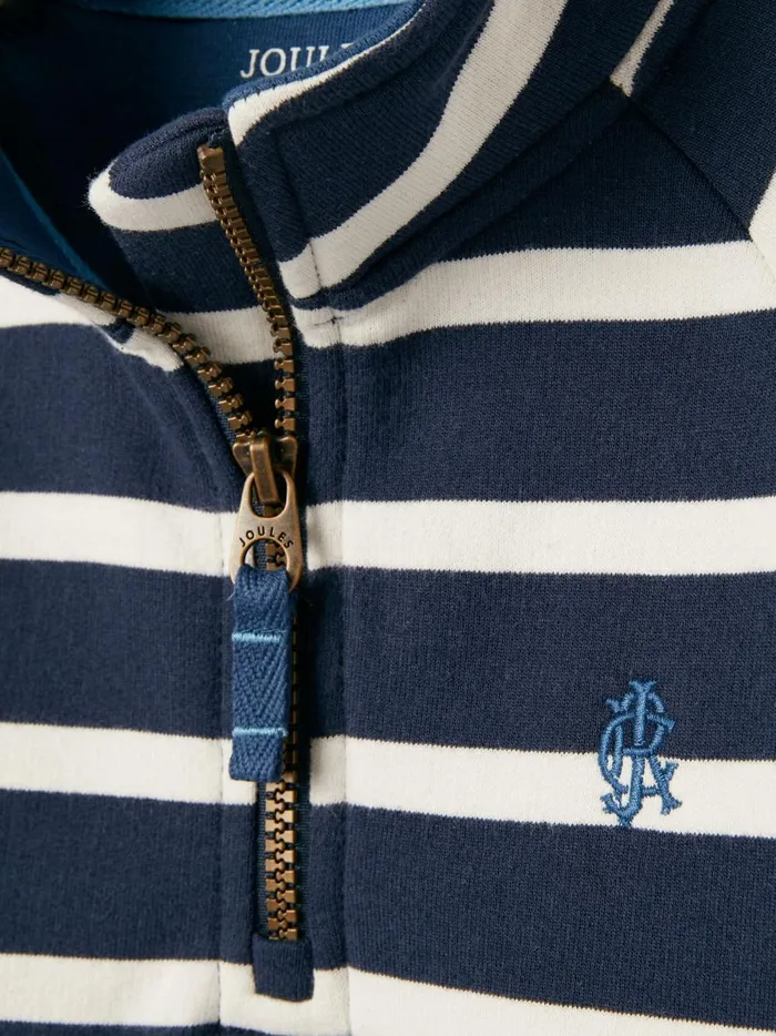 Joules Sweatshirts and Hoodies Boys Navy Striped Quarter Zip Sweatshirt