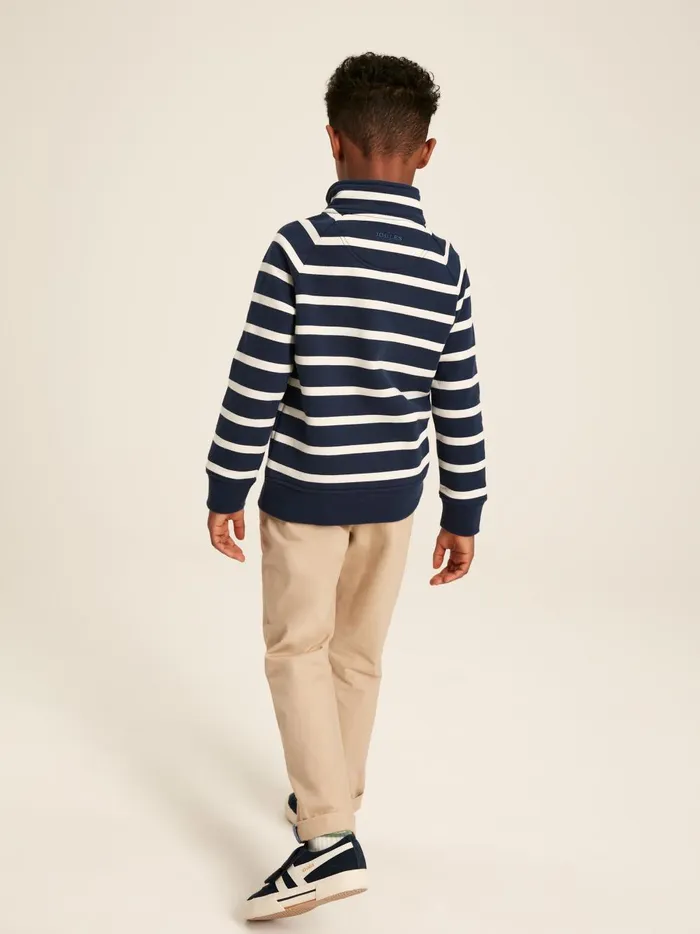 Joules Sweatshirts and Hoodies Boys Navy Striped Quarter Zip Sweatshirt