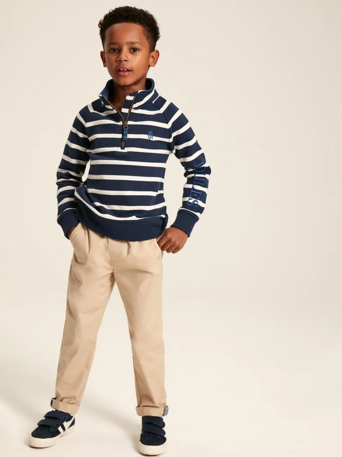 Joules Sweatshirts and Hoodies Boys Navy Striped Quarter Zip Sweatshirt