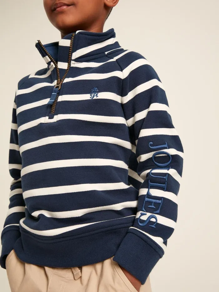 Joules Sweatshirts and Hoodies Boys Navy Striped Quarter Zip Sweatshirt