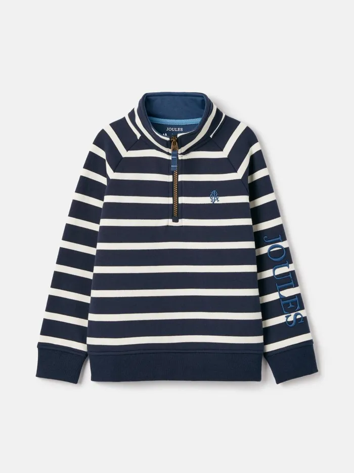 Joules Sweatshirts and Hoodies Boys Navy Striped Quarter Zip Sweatshirt