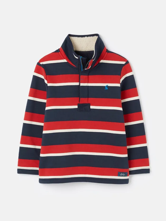 Joules Sweatshirts and Hoodies Boys RedNavy Quarter Zip Sweatshirt With Fleece Lining